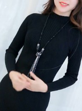 韩版流苏水晶串珠长款配饰链子