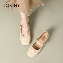 Zhuo Poetry Nimma Rare Womens Shoes 2024 New Spring Small Leather Shoes Coarse Heels With Little Fragrant Wind dresses Gentle Wind Single Shoes