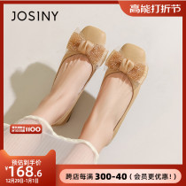 Zhuoshi Niu Gufang Head Soft Bottom Shoe Girl 2024 The new Jane about 100 hitch a bow tie a foot of thick heel single shoe