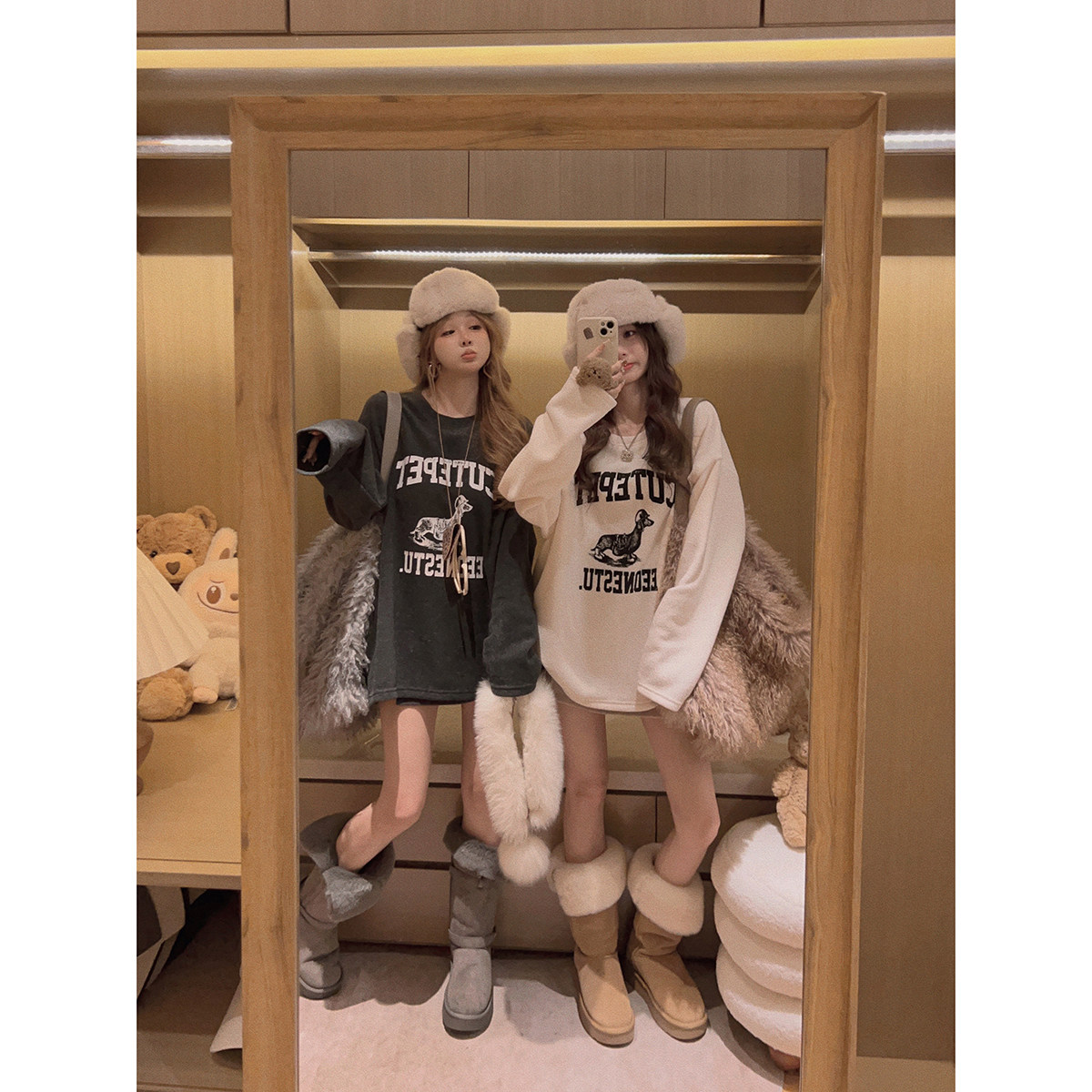 Yukiss 腊肠狗毛巾绒宽松卫衣T恤女冬韩系博主风宽松软糯保暖上衣,淘宝优惠券,粉丝福利购,淘宝优惠卷