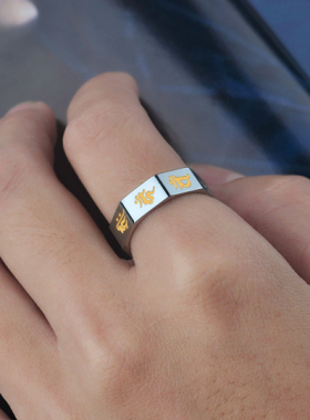 八大守护神钛钢可刻字男士戒指