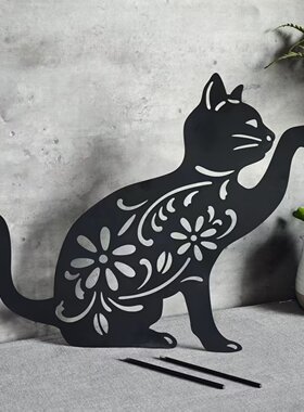 铁艺镂空猫咪庭院装饰插件