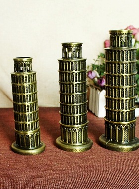 金属比萨斜塔欧式风模型工艺品