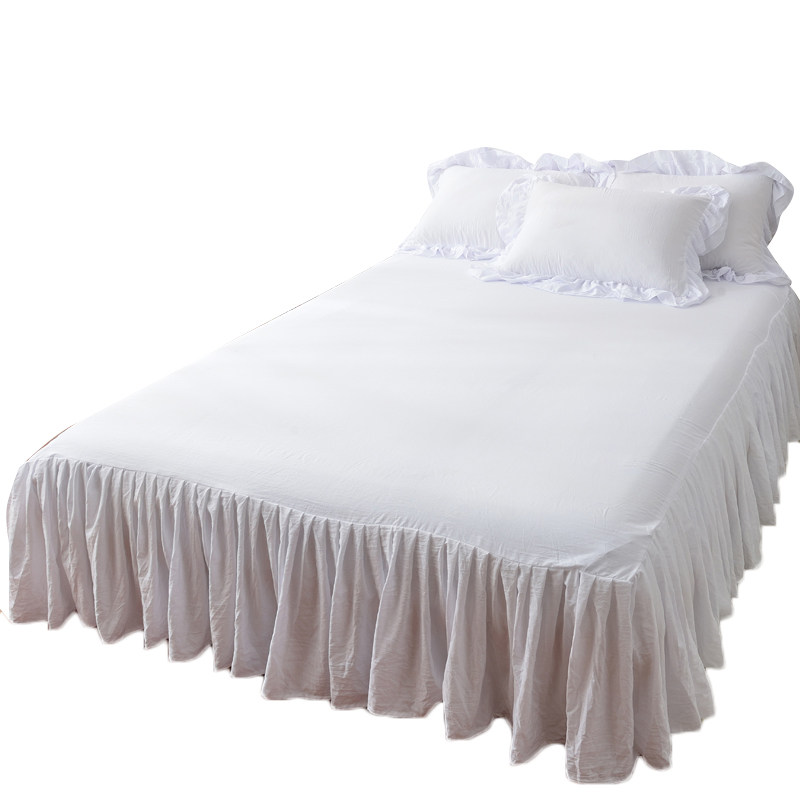 韩式少女心纯棉床罩全棉水洗棉纯色双人1.5米1.8m床裙单件保护罩,淘宝优惠券,粉丝福利购,淘宝优惠卷