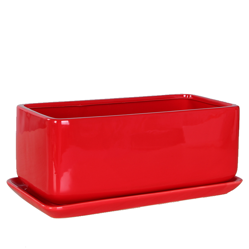 【热卖款】 陶瓷花盆长方形大号配底盘托盘多肉白色黑色红色包邮,淘宝优惠券,粉丝福利购,淘宝优惠卷