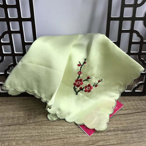 古典真丝手帕桑蚕丝手帕女士绣花手绢古代绸缎丝帕梅花 - 图0