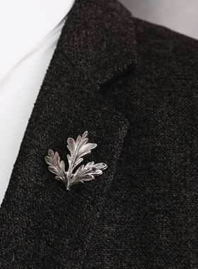 西装胸针扣男士西服中古枫叶别针扣轻奢高级感领针西装胸花配饰
