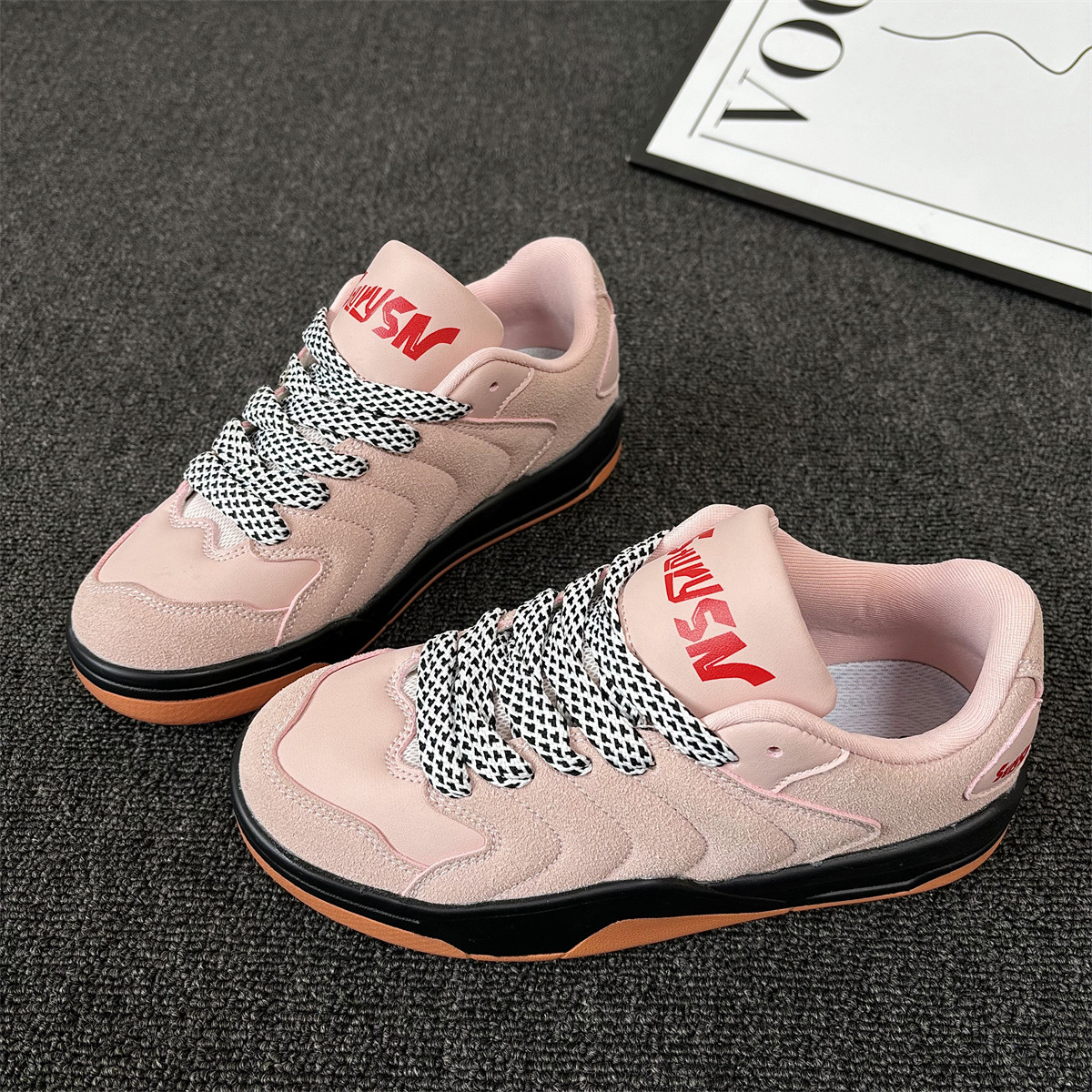 复古小众粉色厚底运动鞋女ins潮百搭学生休闲跑步鞋2025冬季新款,淘宝优惠券,粉丝福利购,淘宝优惠卷