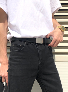 潮流平滑扣皮带男青年韩版学生黑