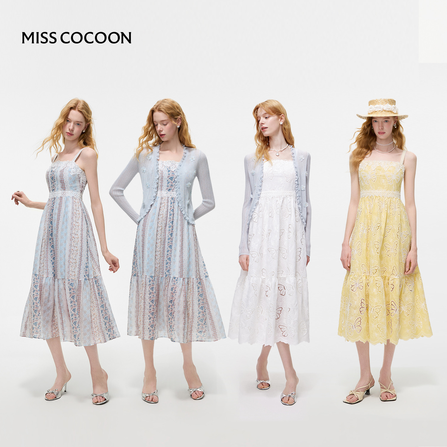 MISSCOCOON可可尼吊带黄色长裙