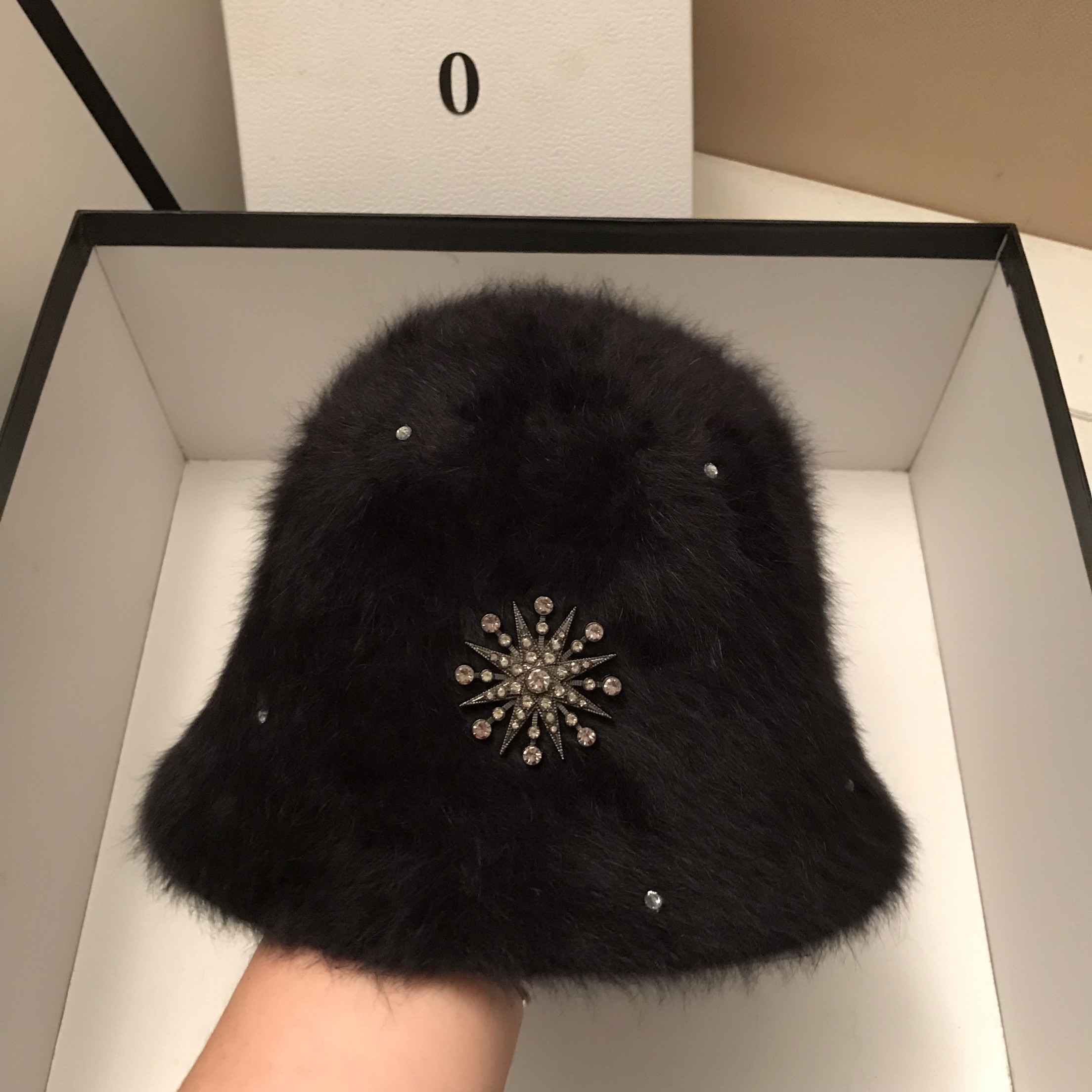 雪地帽渔夫帽兔毛黑色显脸小女秋冬大头围2025新款保暖帽子冬款潮,淘宝优惠券,粉丝福利购,淘宝优惠卷