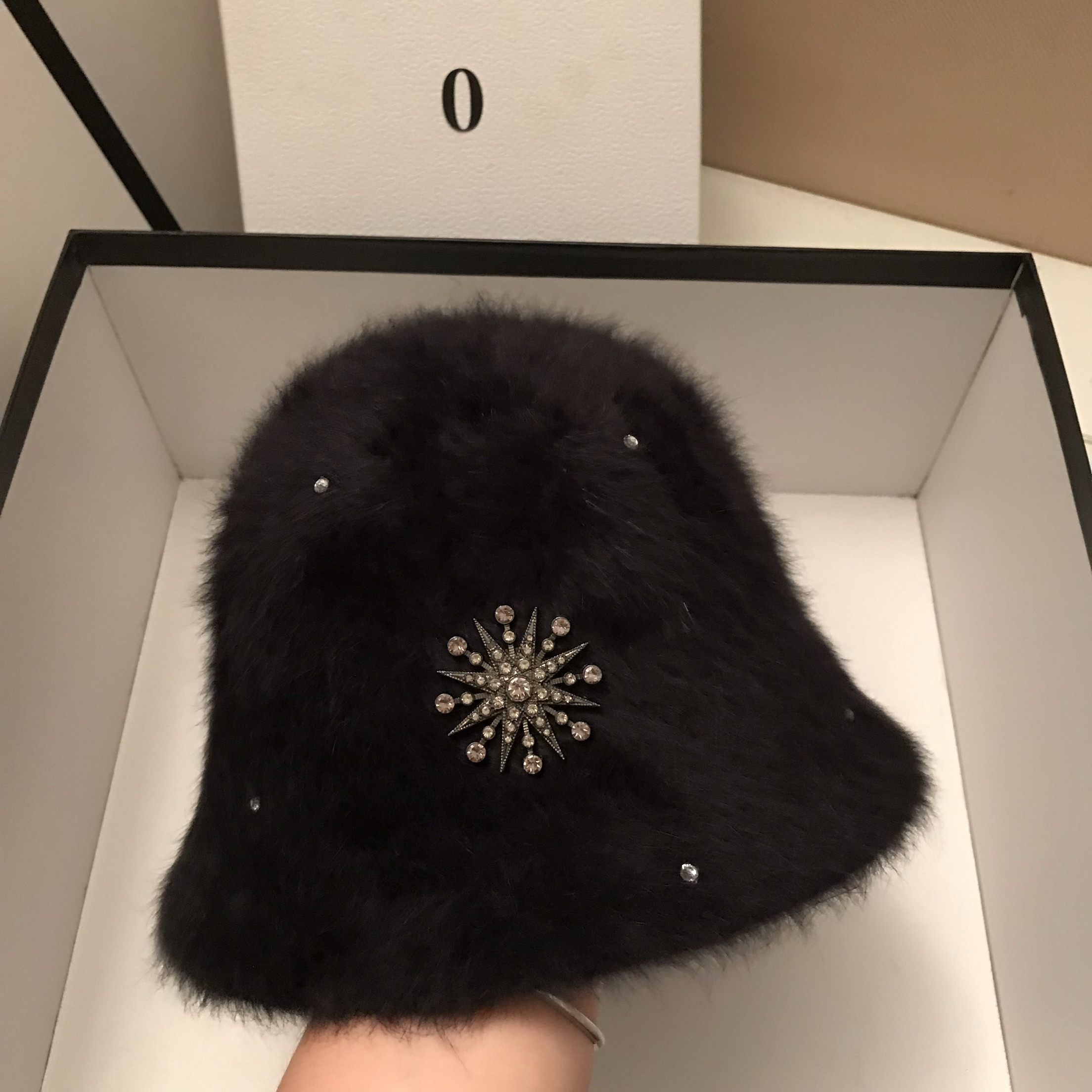 雪地帽渔夫帽兔毛黑色显脸小女秋冬大头围2025新款保暖帽子冬款潮,淘宝优惠券,粉丝福利购,淘宝优惠卷