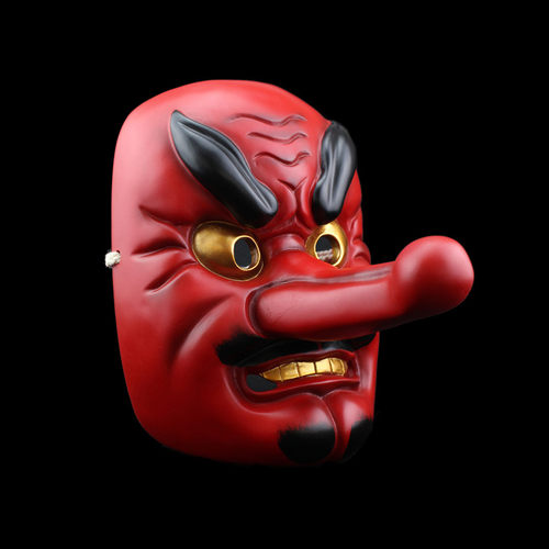 万圣节日本能剧天狗般若装扮纹身火锅店COS武士绿鱼头树脂面具 - 图1