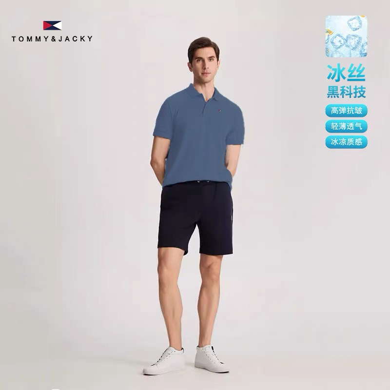 TOMMY&‍JACKY夏季新款短袖翻领T恤夏季休闲男士Polo衫 - 图0