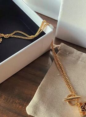 罗家方块项链高级感轻奢小众设计金属锁骨链高端气质长款毛衣链