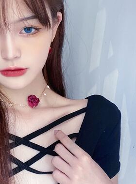 朱砂痣原创设计手作短红玫瑰项链