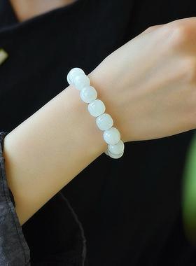 天然新疆和田玉羊脂白玉手串