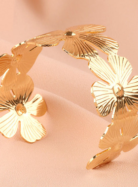 金色花朵轻奢小众女手镯