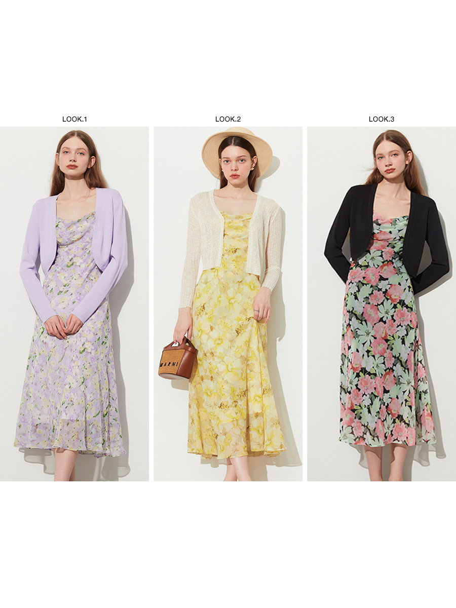 DPLAY法式闪钻肩链吊带连衣裙