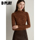 DPLAY Benefits 2025 Winter New Caramel Color Lace Popular Women's Mesh Lace Hollow Top