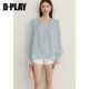 DPLAY ເສື້ອ chiffon ຕ່ອງໂສ້ໂລຫະສີຟ້າພາກຮຽນ spring