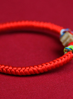 桃花桃木红手绳端午节手链