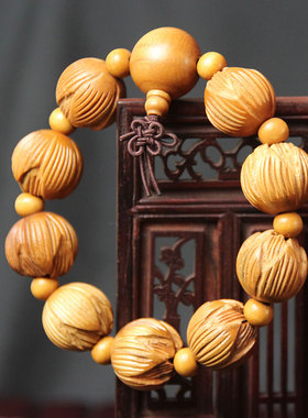 肥城桃木手串十年老料木雕饰品