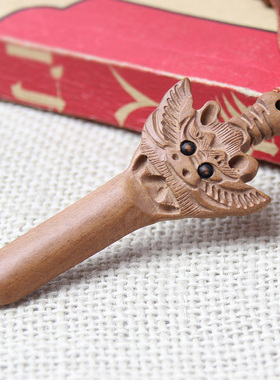 龙头挂件雕刻钥匙扣桃木剑