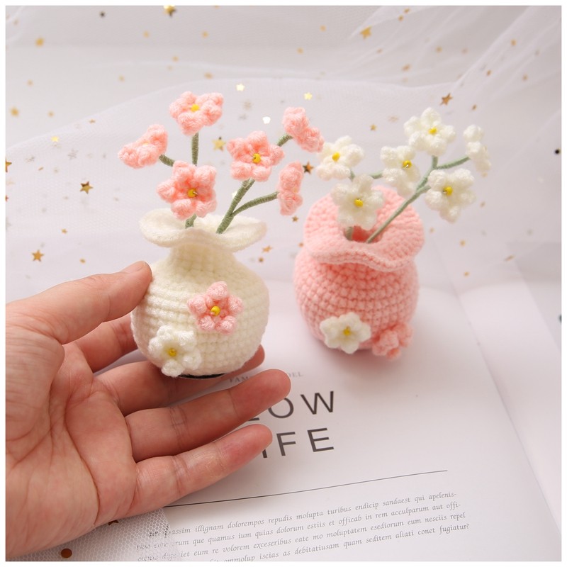 满天星花瓶车载桌面摆件牛奶棉毛线钩针diy手工编织花束自制礼物,淘宝优惠券,粉丝福利购,淘宝优惠卷