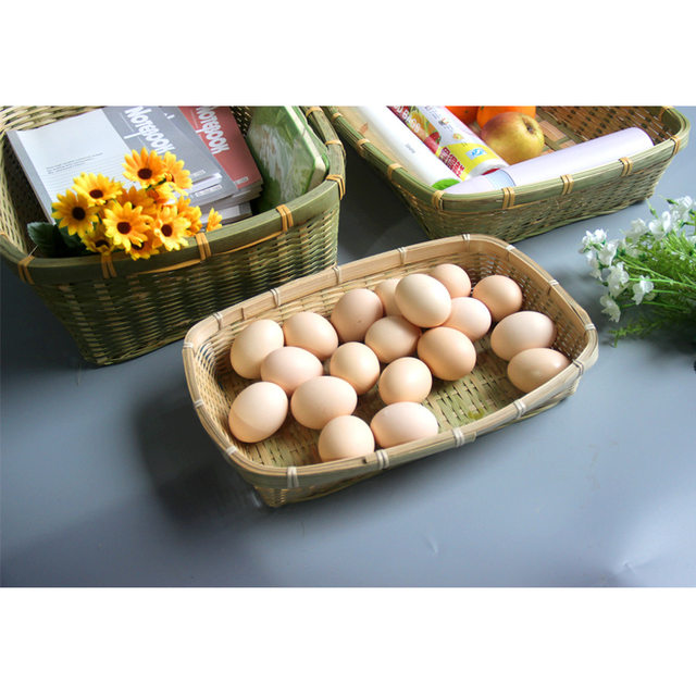 Rectangular bamboo basket handmade bamboo weaving products square storage basket storage basket snack fruit and vegetable basket storage basket sorting basket