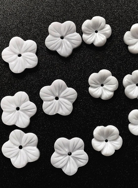 白色仿贝壳环氧树脂刻花diy手工制作发簪子胸针饰品配件耳钉材料