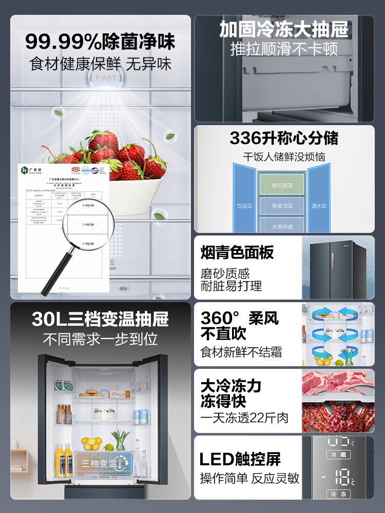 海尔冰箱洗衣机套装小鲜吧三档变温冰箱强效去污漩瀑洗智慧洗衣机 - 图1