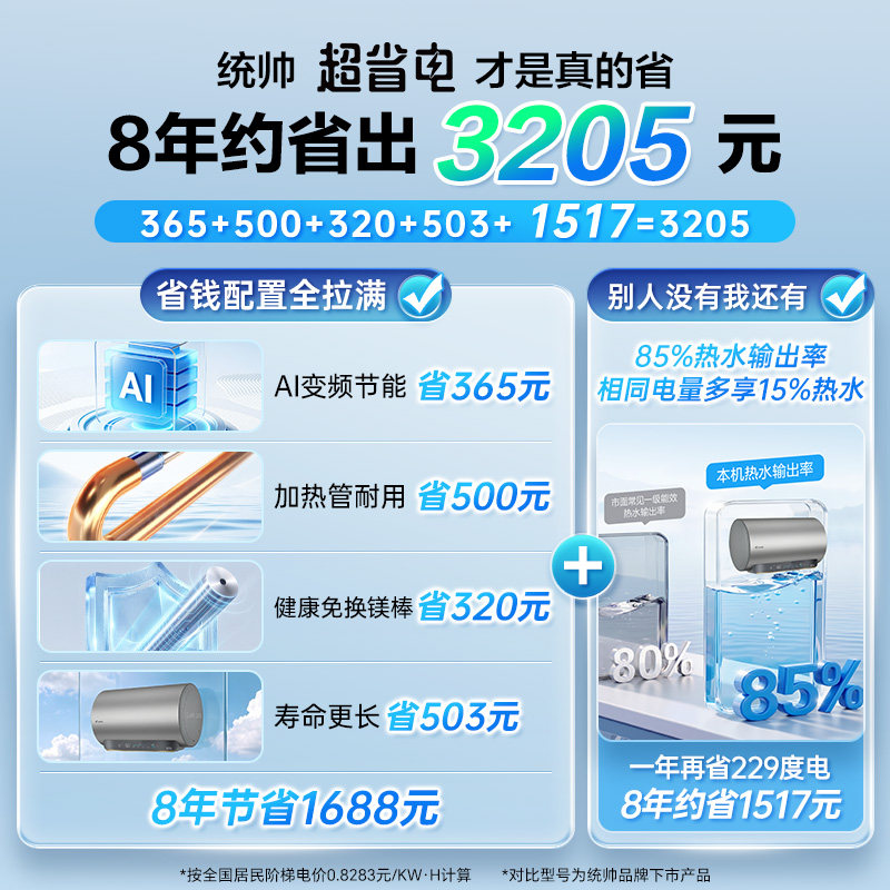 [买4免1]海尔统帅60L电热水器LD7pro