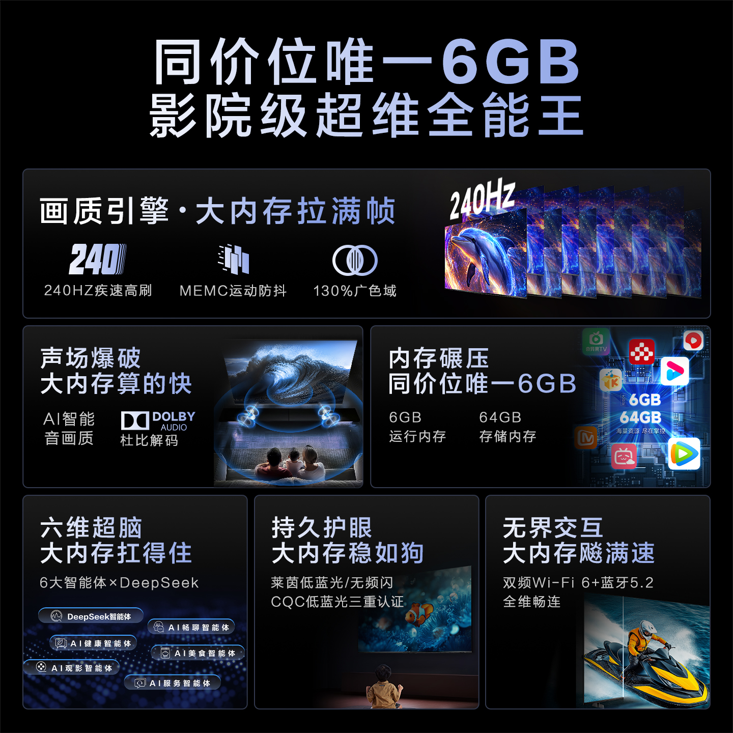 海尔 85H6 Pro 85英寸新款240Hz高刷4K游戏家用液晶电视机官方75