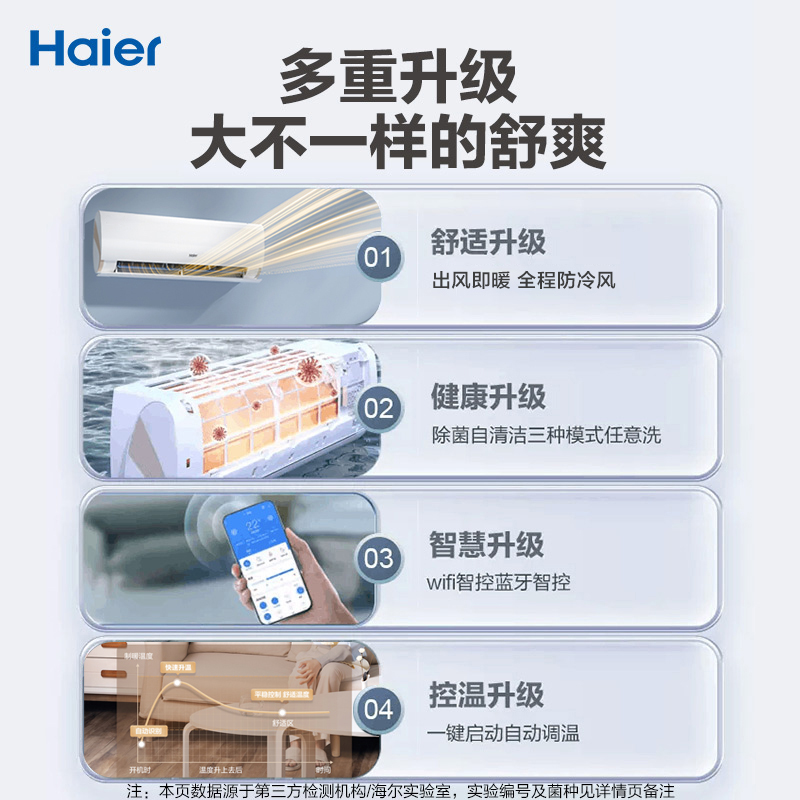 海尔新一级变频冷暖空调套装一室一厅1.5匹挂机lca+3匹柜机kca - 图1