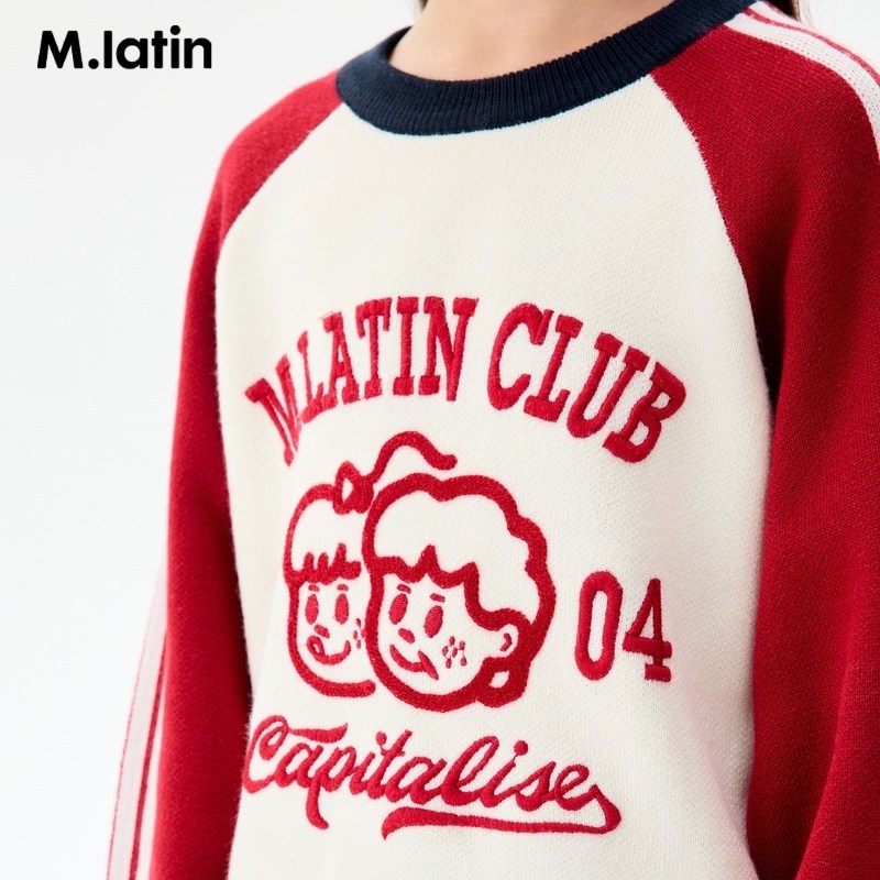 马拉丁童装儿童毛衣24冬新款男女大童学院风复古撞色提花圆领毛衣,淘宝优惠券,粉丝福利购,淘宝优惠卷