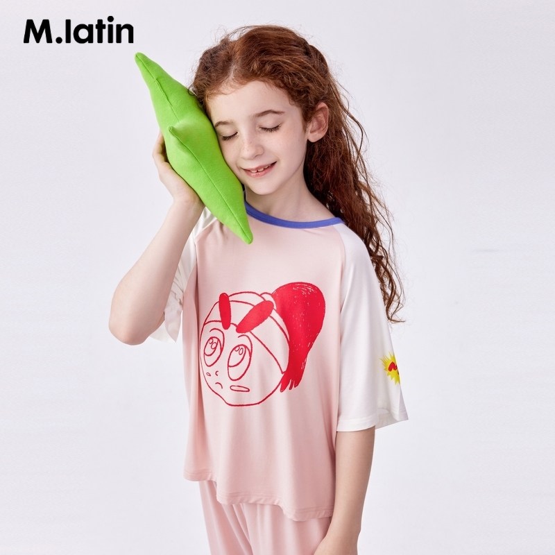马拉丁童装儿童家居服夏新款男童女童大童趣味印花短袖T恤套装,淘宝优惠券,粉丝福利购,淘宝优惠卷