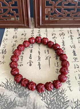 寓意美好造型莲花红砂手串ins风