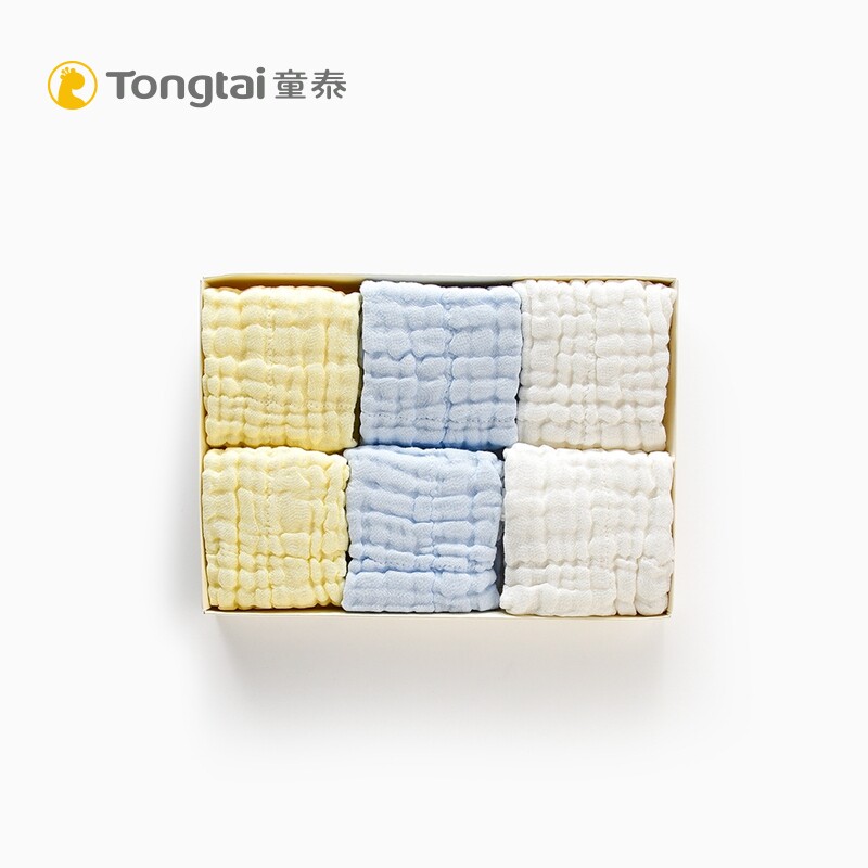 童泰新款婴儿用品口水巾男女宝宝纯棉小毛巾小方巾6块装纱布手巾,淘宝优惠券,粉丝福利购,淘宝优惠卷