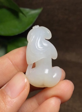 【御府】新疆和田玉白玉籽料挂件吊坠挂坠玉贵人   玉雕