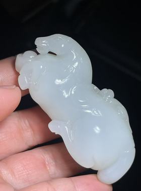 天然 新疆和田玉白玉籽料把件挂件挂坠吊坠马上封侯73.9克