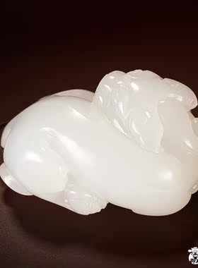 新疆和田玉原毛孔皮一级白玉籽玉挂件貔貅 37.6克天然玉石