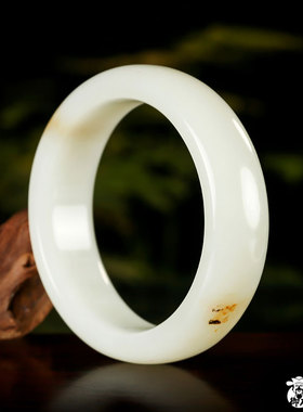 新疆和田玉黄皮白玉籽玉手镯内径54mm 78克籽料天然手链