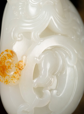 天然新疆和田玉枣红皮白玉籽玉把件 钟馗赐福 102.2克