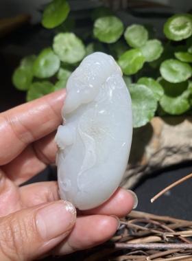 新疆和田玉白玉籽料把件财神爷重67