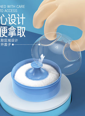 婴儿爽身粉扑盒便携痱子粉盒宝宝祛痱子粉扑盒带绒毛粉扑套装圆形