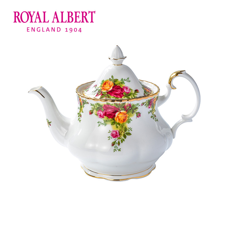 RoyalAlbert皇家阿尔伯特老镇玫瑰系列骨瓷咖啡壶英式下午茶壶-图0
