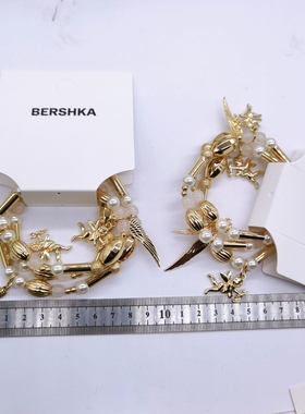 外贸原单H一700一4（有卡每套）玻璃珠子石头珍珠夸张质感手链