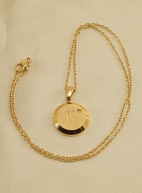 几何字母小众简约钛钢K金项链女