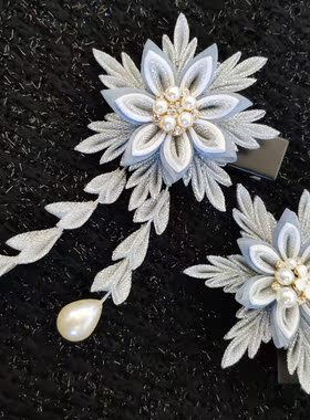 原创手工cos布艺雪花边夹